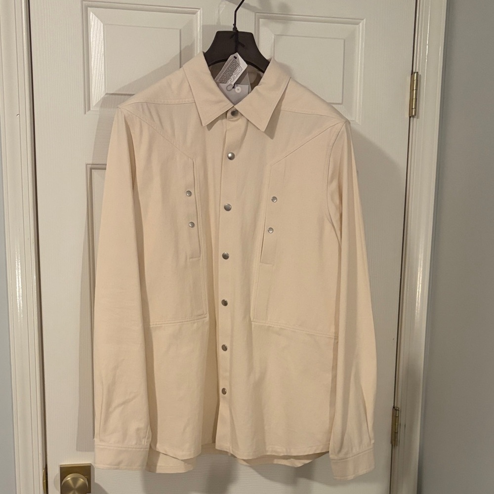 Rick Owens Fogachine Snap Button Fogpocket Outershirt in Natural